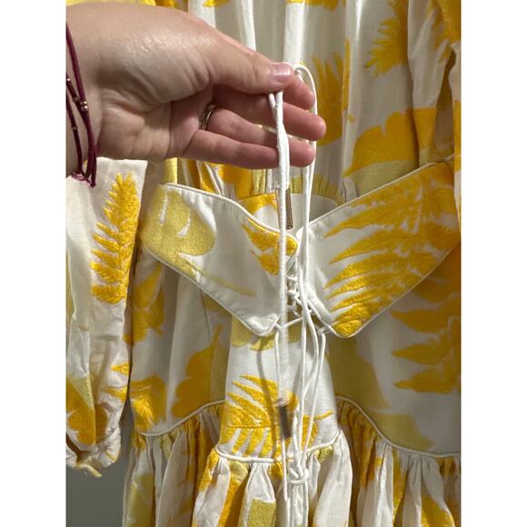 Acler Yellow and White Bastia Golden Leaves Dress - Picture 9 of 11